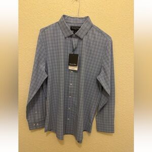 Mizzen + Main Men's Leeward Blue Check XL Trim Fit Button Up Dress Shirt